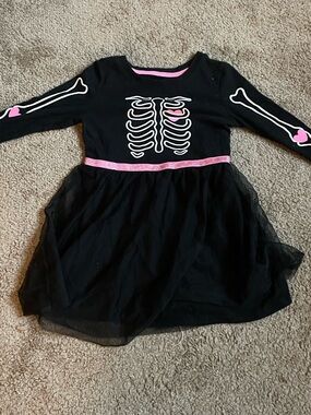 Cat & Jack Black and Pink Skeleton Tulle Costume Dress long sleeve